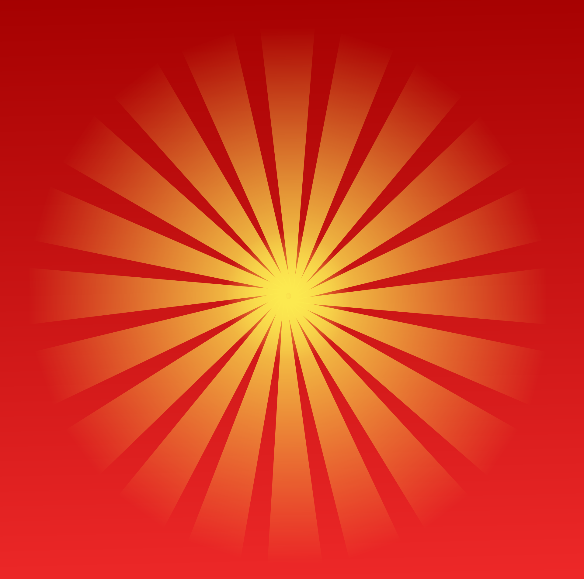 A yellow sun on a red background.