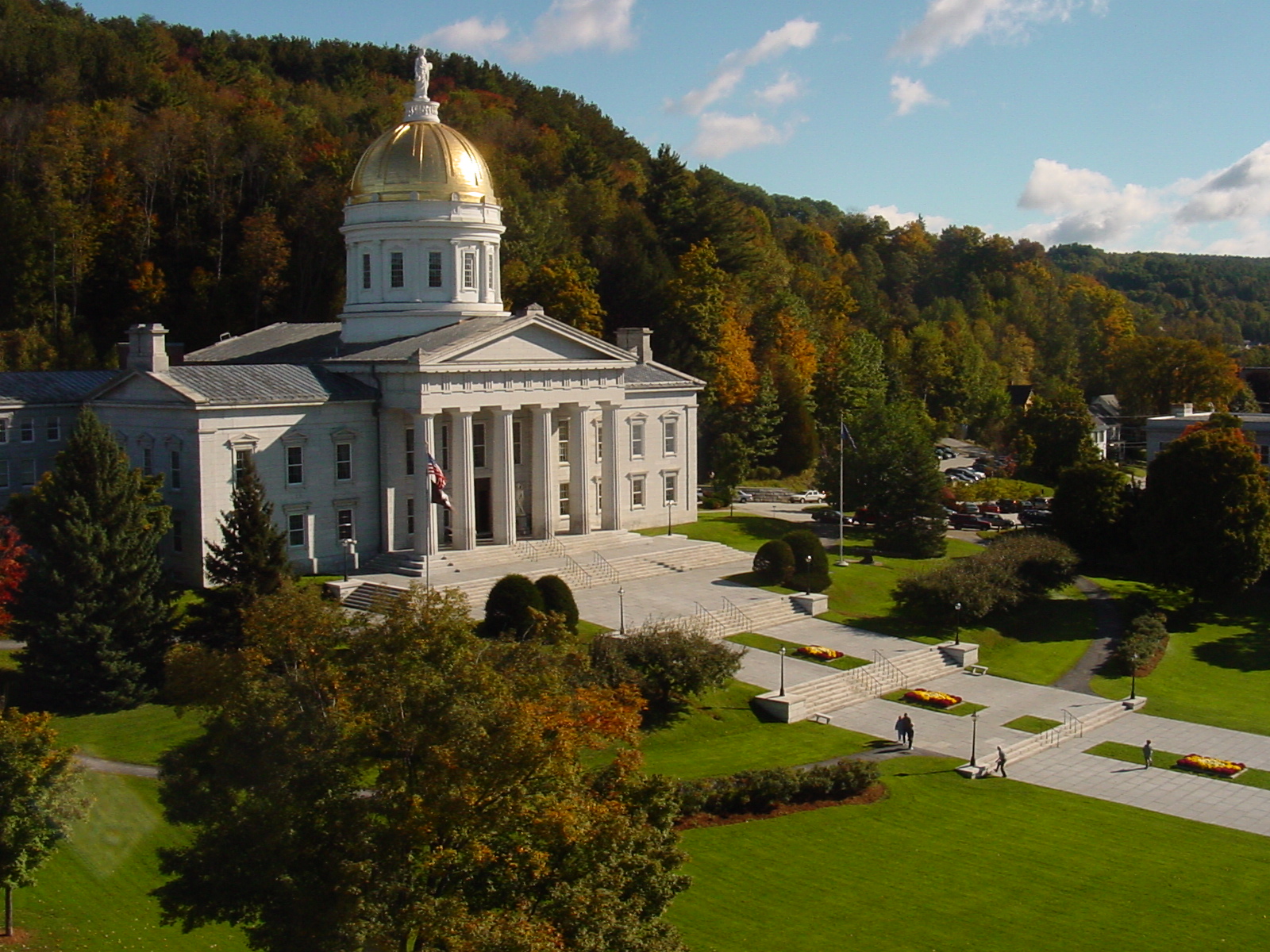 The Vermont State House in fall.